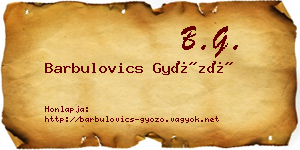 Barbulovics Győző névjegykártya
